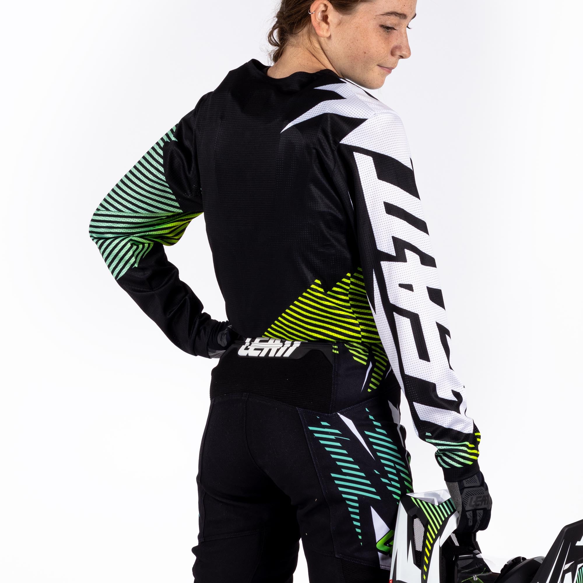 Leatt Moto Ride Kit 3.5 V26 Conjunto de Camisa e Calça de Motocross Juvenil branco/preto/verde XL Figura 4