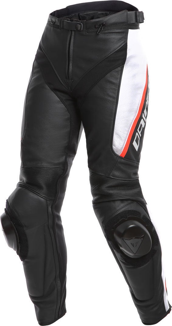 Dainese Delta 3 Pantalon en cuir de moto dames Noir/Blanc/Rouge 50 Figure 1