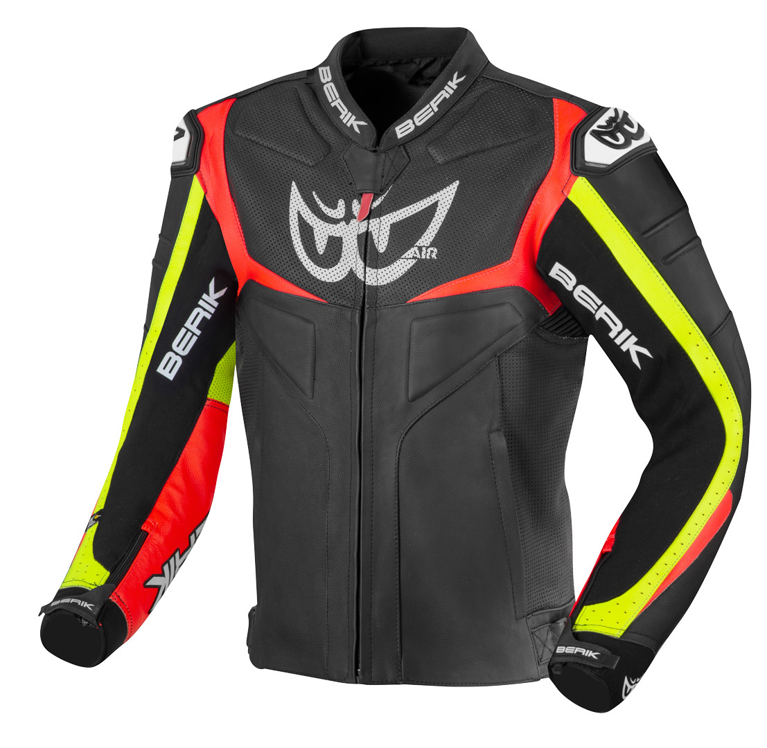 Berik Wild Chase Motorcycle Leather Jacket black/white/red/yellow 58 Figure 1