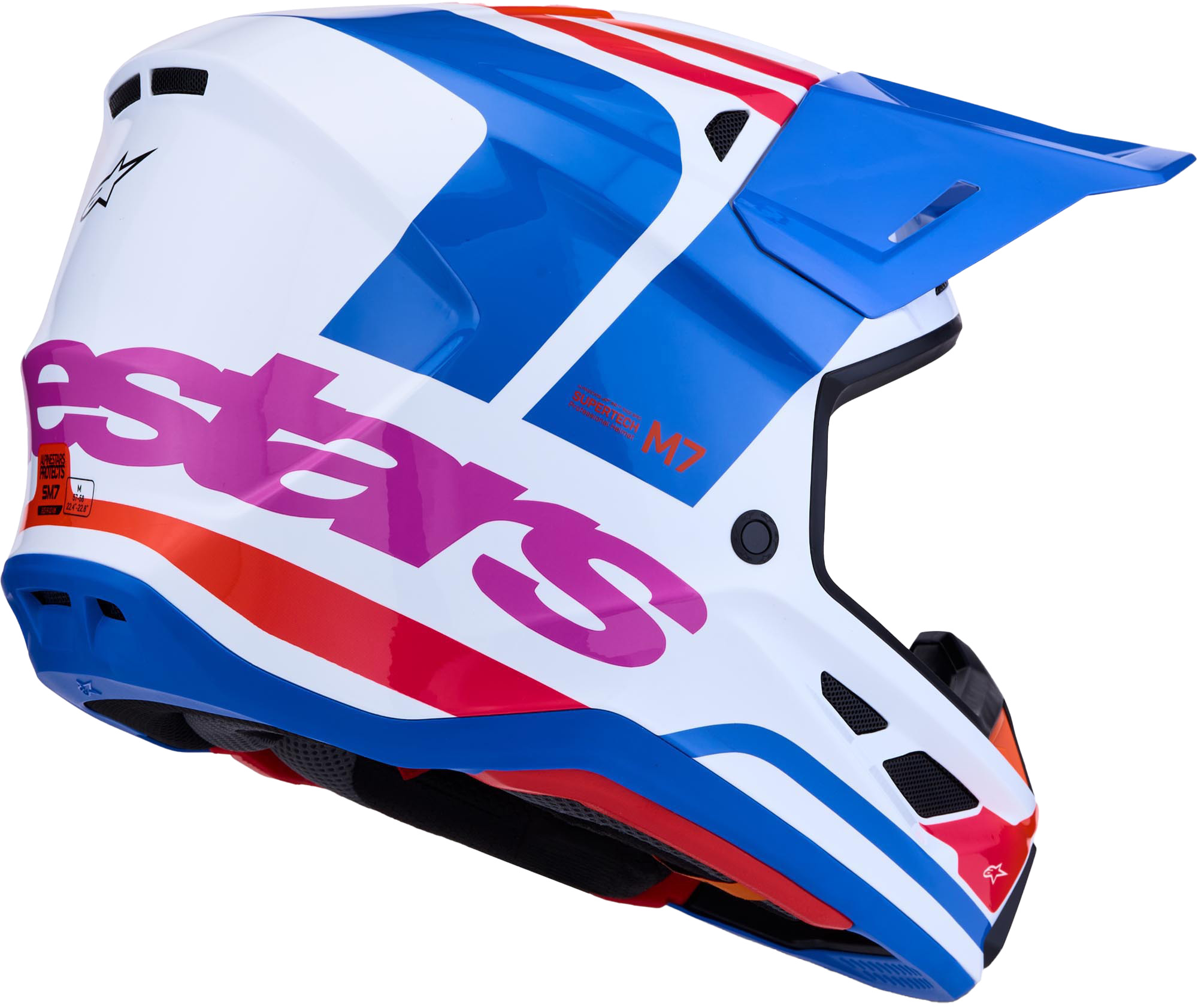 Alpinestars S-M7 Core Casque de motocross Blanc/Bleu/Orange M (57/58) Figure 4