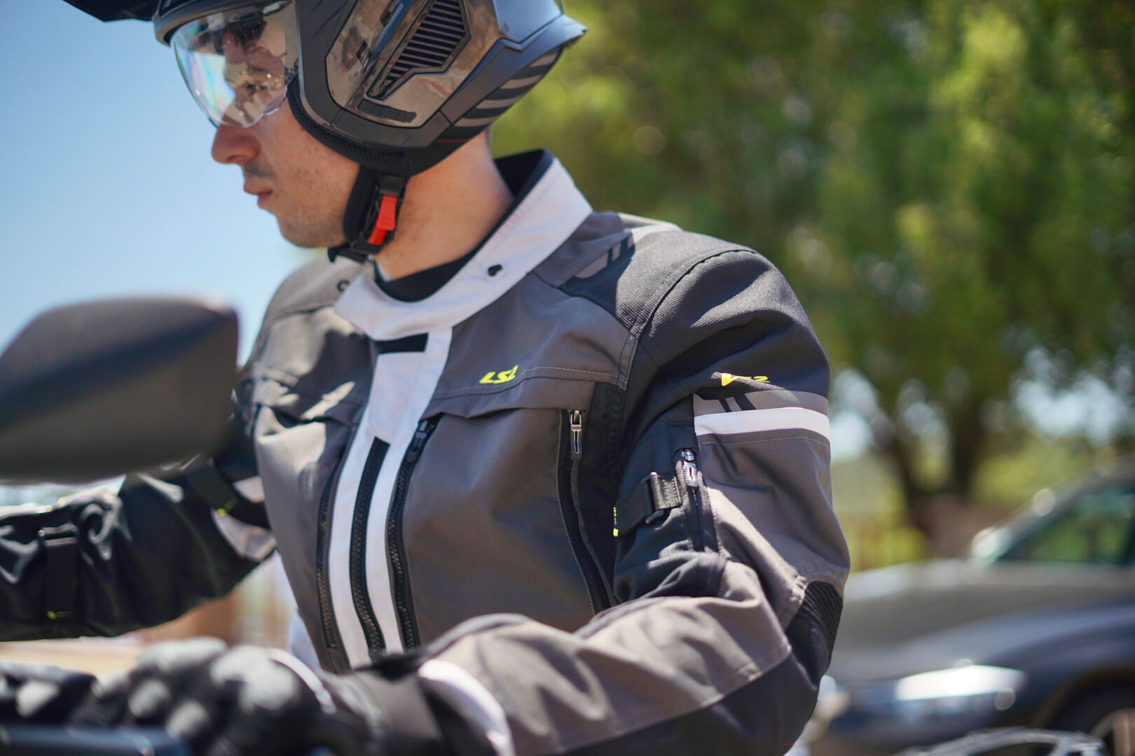 LS2 Norway waterproof Motorcycle Textile Jacket black/grey/fluo-yellow XL Figure 11
