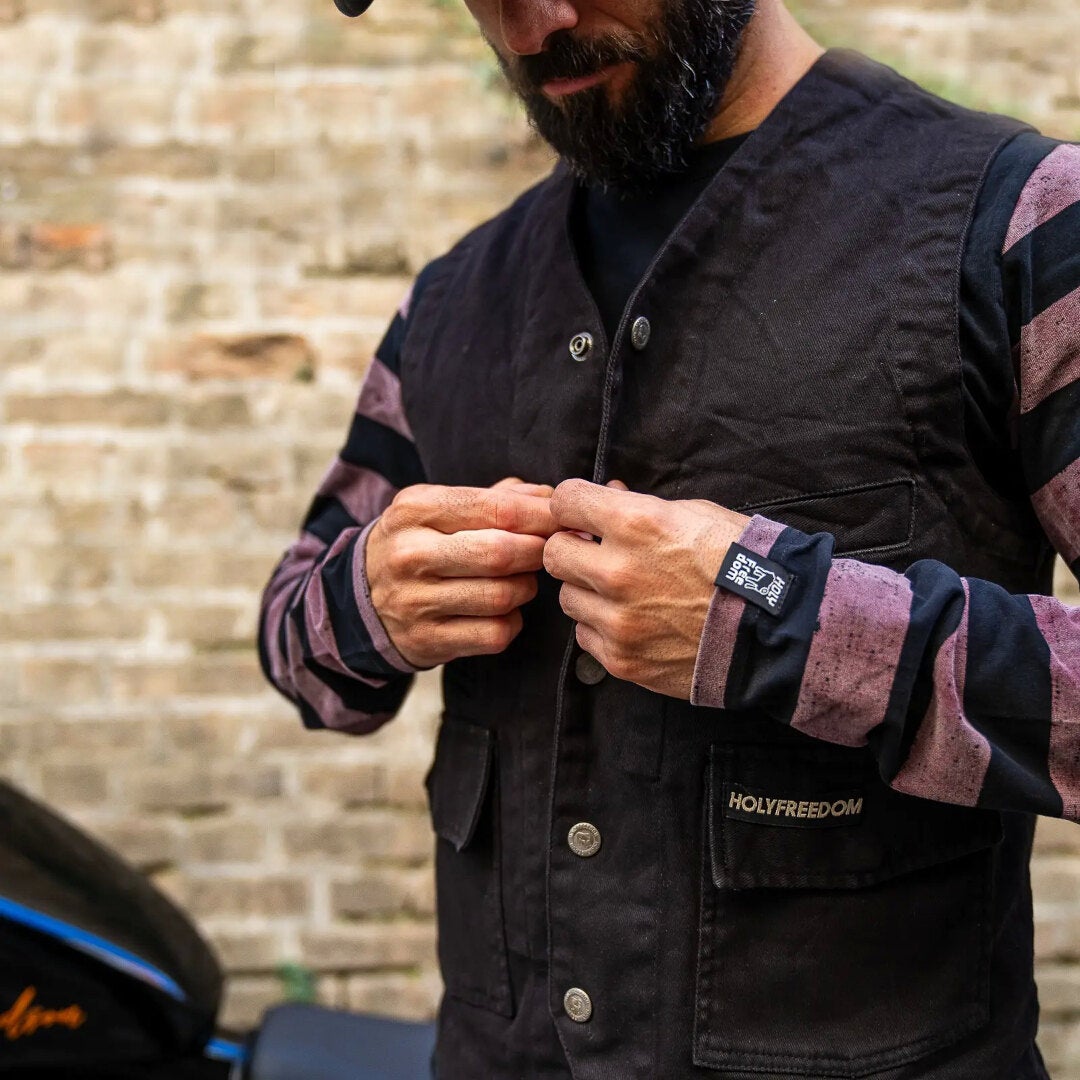 HolyFreedom Gilet Denim Vest Sort L Figur 2