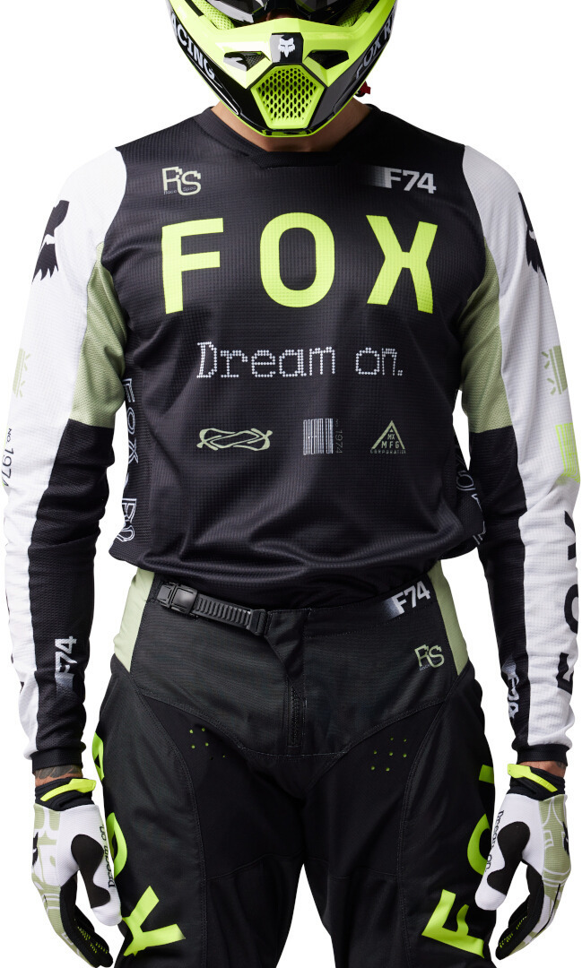 FOX 180 Race Spec Motocross Jersey Noir/Blanc/Vert S Figure 3