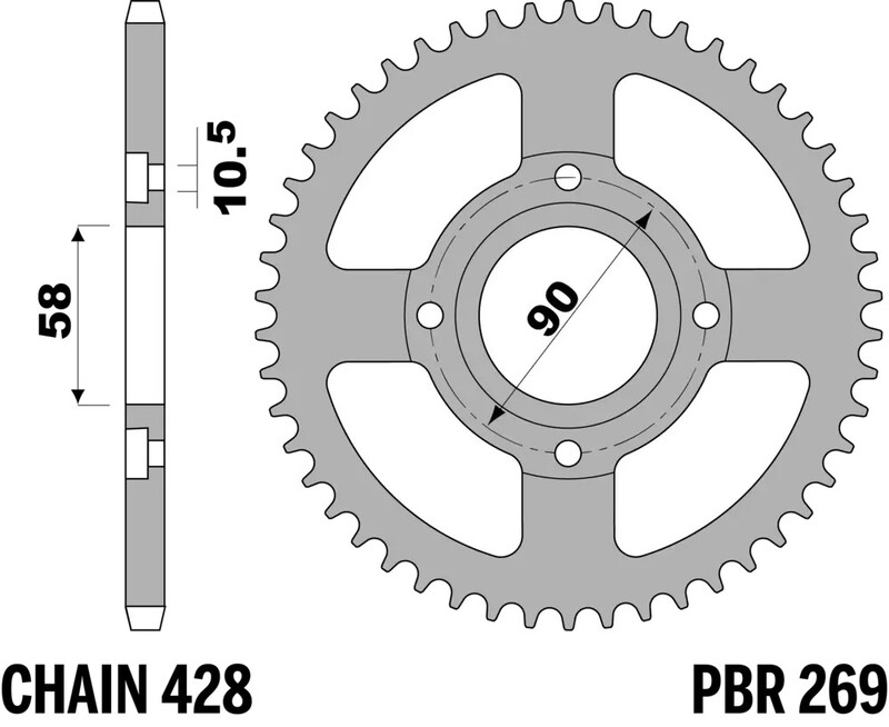 PBR リアスプロケットスチール標準 - 428 図2