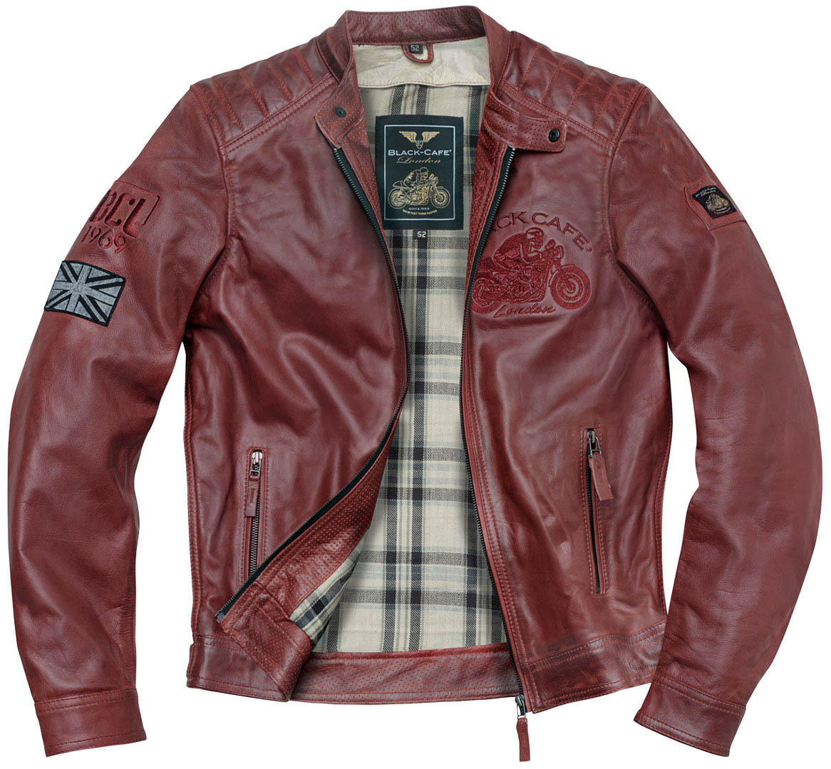 Black-Cafe London Bangkok Jachetă de piele de motocicletă roșu 56 Figura 3