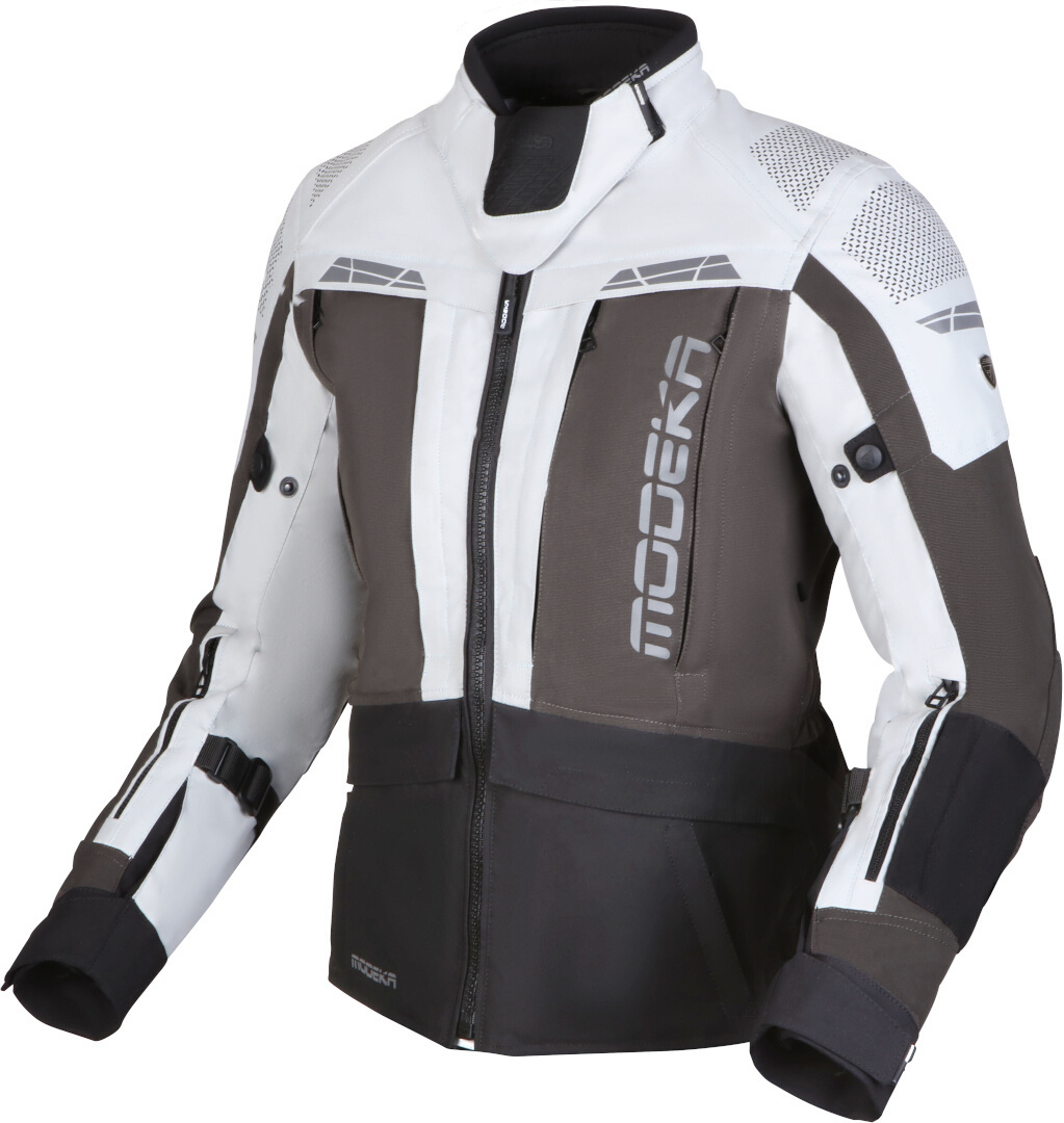 Modeka Hydron wasserdichte Damen Motorrad Textiljacke hellgrau/dunkelgrau/schwarz 18 Abbildung 1