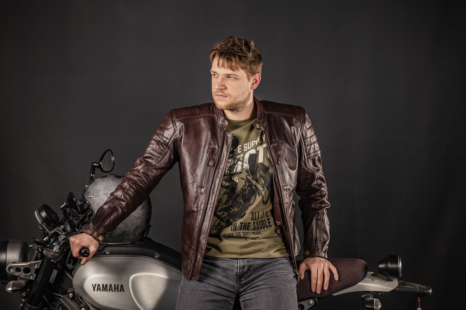 Merlin Draycott Motorcycle Leather Jacket dark red M Figure 2