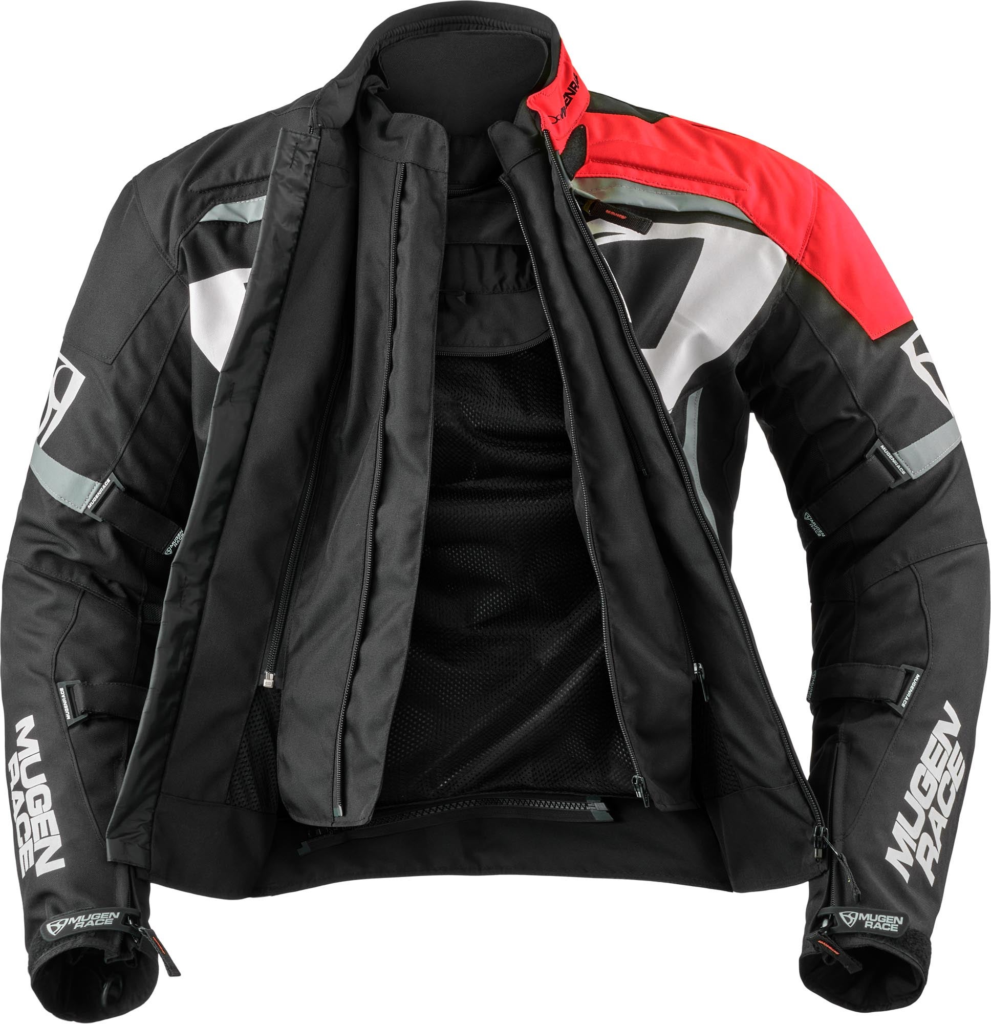 MUGENRACE Aggressore-T waterproof Motorcycle Textile Jacket black/white/red 3XL Figure 3