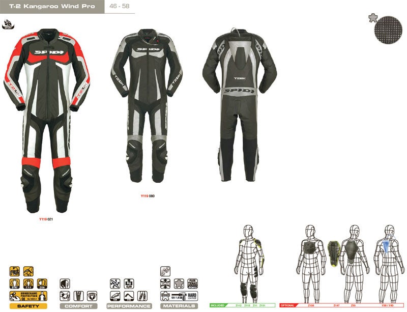 Spidi T-2 Kangaroo Wind Pro Ét stykke motorcykel læder dragt Sort/sølv 58 Figur 6