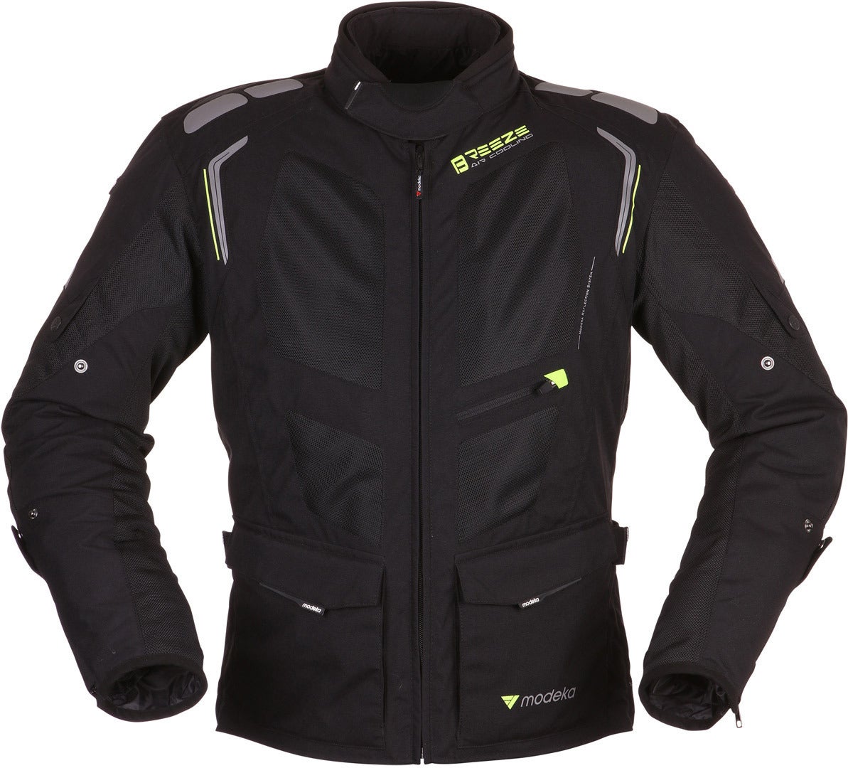 Modeka Breeze Têxteis casaco longo preto/neon XXL Figura 1