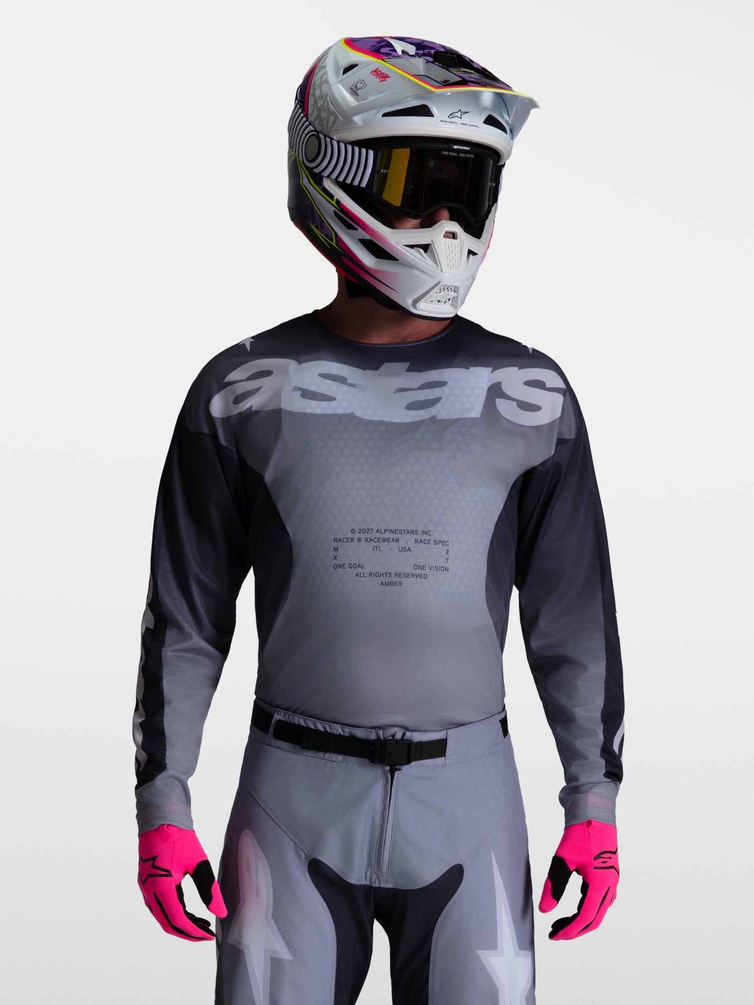 Alpinestars Racer Amber Motocrosstrøje grå/lilla M Figur 7