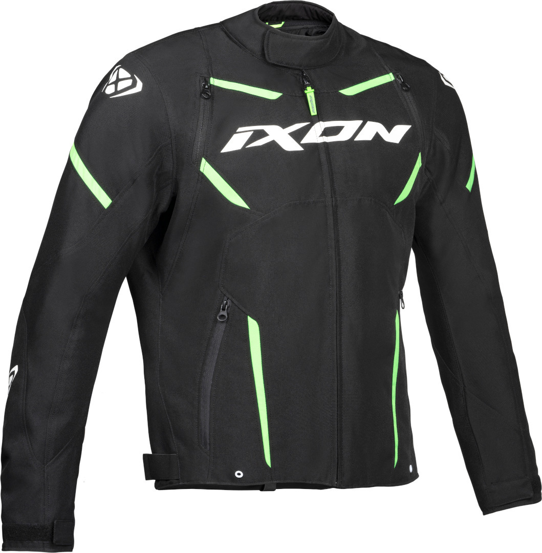 Ixon Striker Waterproof Motorcycle Textile Jacket black/white/green L Figure 1