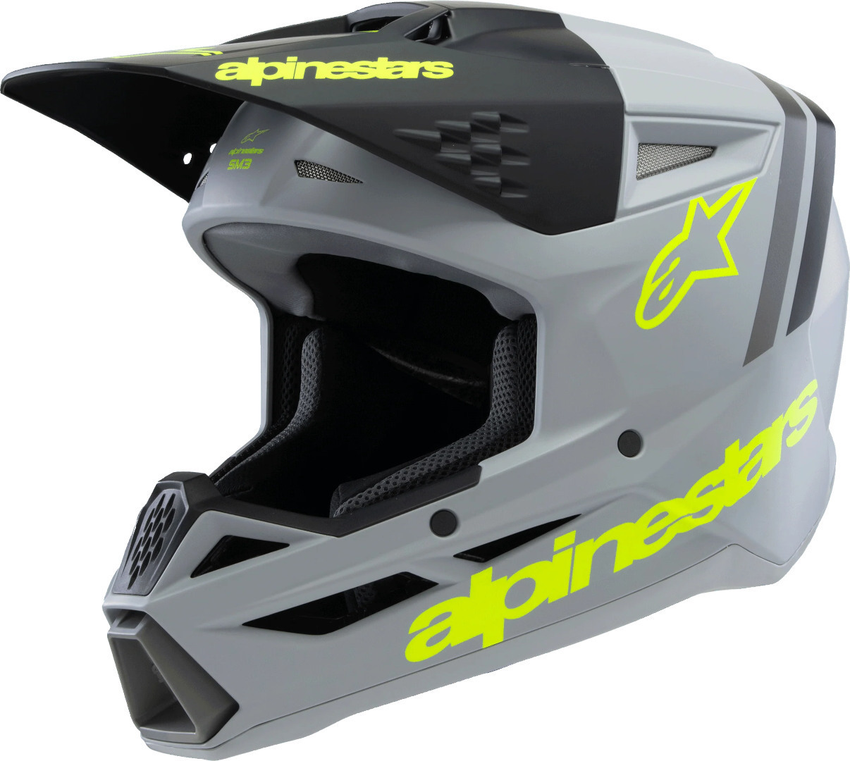 Alpinestars SM3 Radium Cască de motocross pentru tineret Gri/galben mat Y/M (50/51) Figura 1