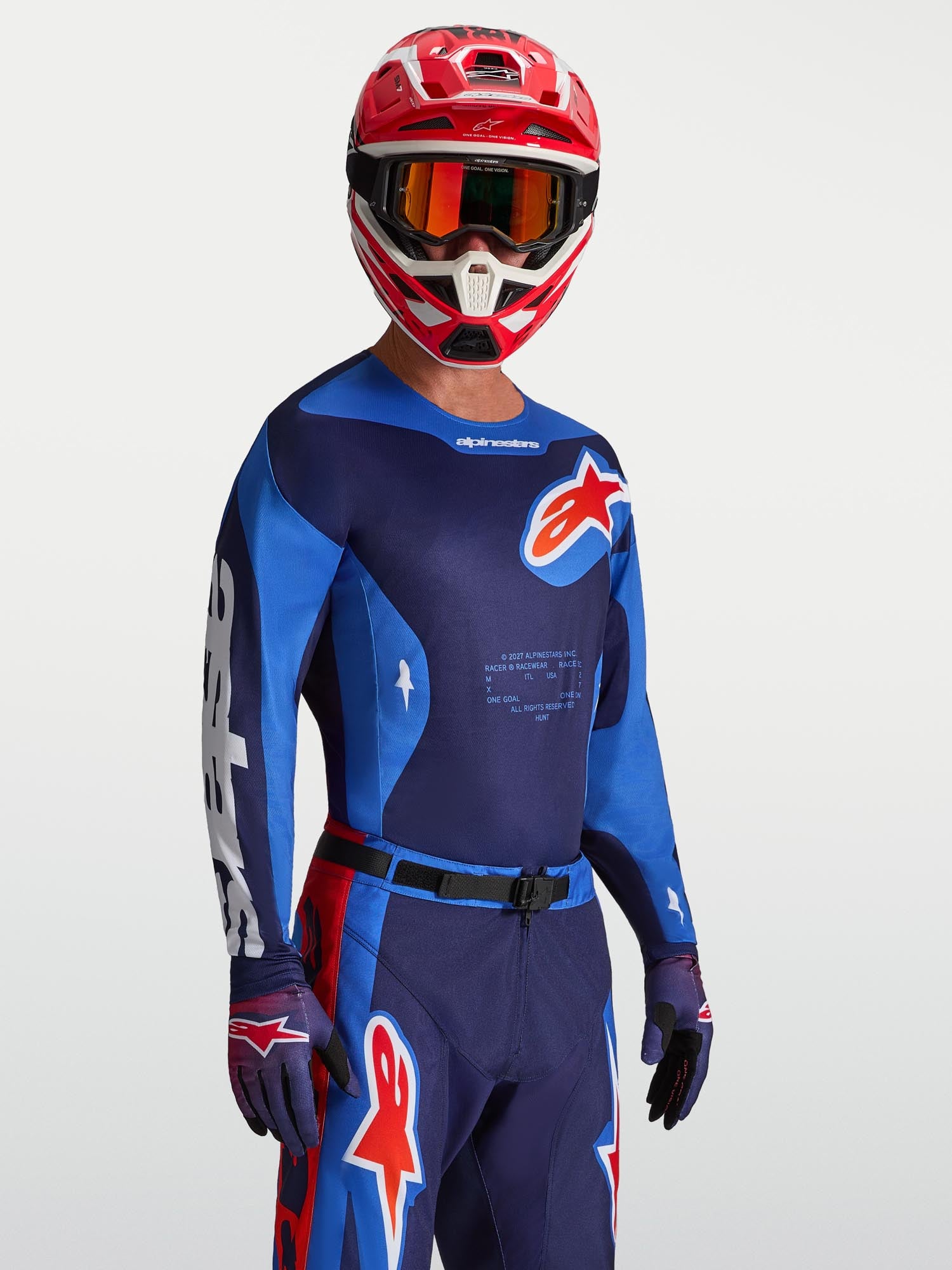 Alpinestars Racer Hunt Motocross Jersey blau/rot 2XL Abbildung 4