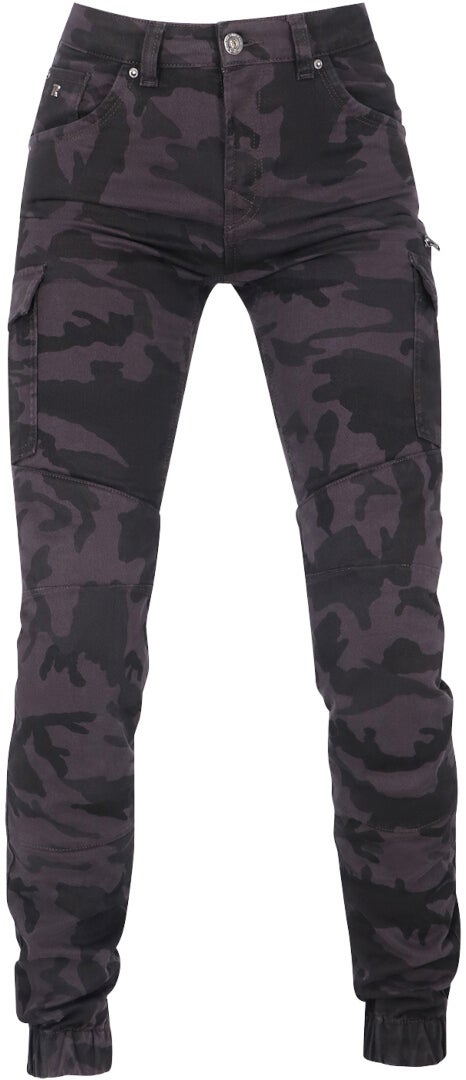 Richa Apache Camo Dame Motorcykel Jeans Sort camouflage 28 Figur 2