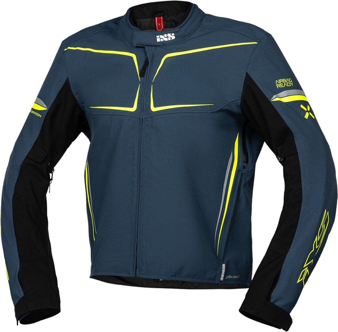 IXS TS-Pro ST+ waterproof Motorcycle Textile Jacket blue/neon-yellow M Figure 1