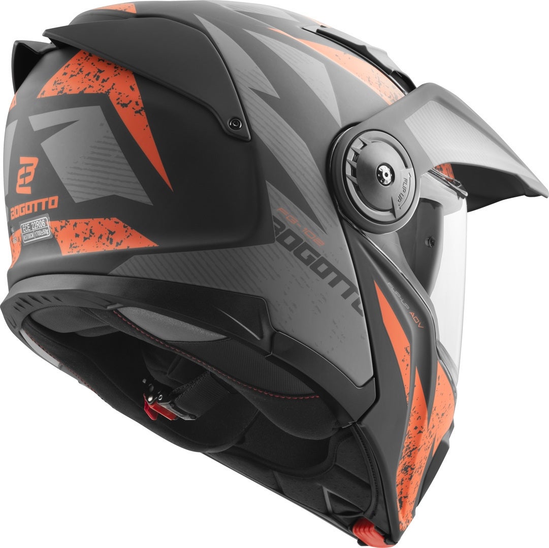 Bogotto FG-102 Safari Capacete Enduro Flip-Up de Fibra de Vidro preto fosco/cinza/laranja S Figura 4