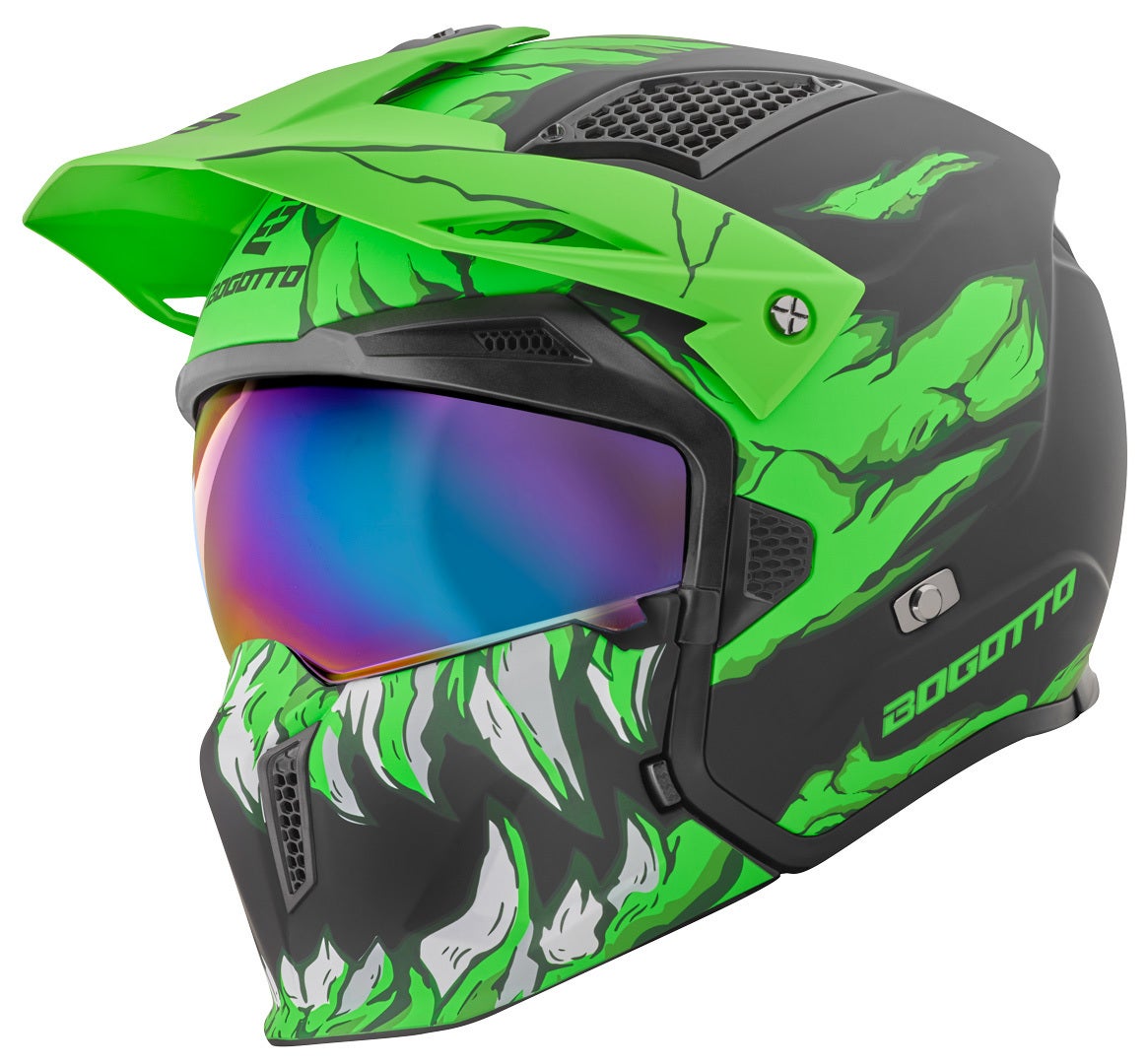 Bogotto Radic Skulash Casco Verde/Nero L Figura 8