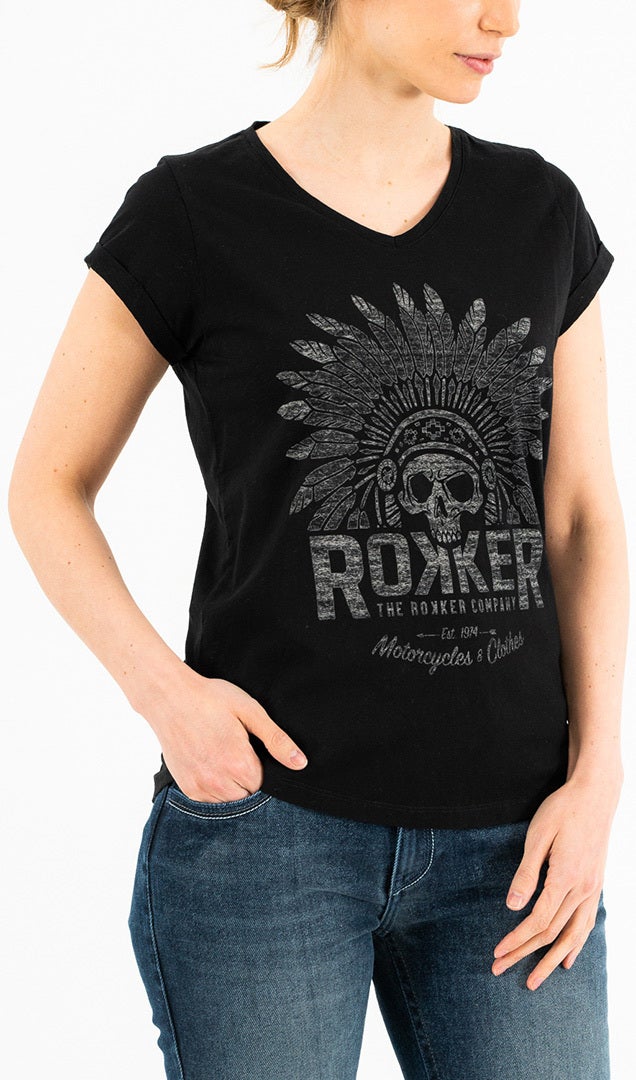 Rokker Indian Bonnet Damen T-Shirt schwarz S Abbildung 1