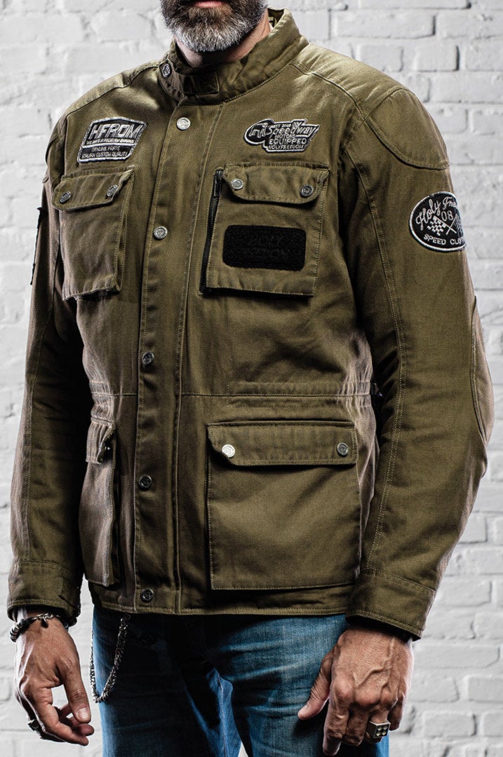 HolyFreedom Quattro Waxed Motorcycle Textile Jacket Khaki XXL Figure 4