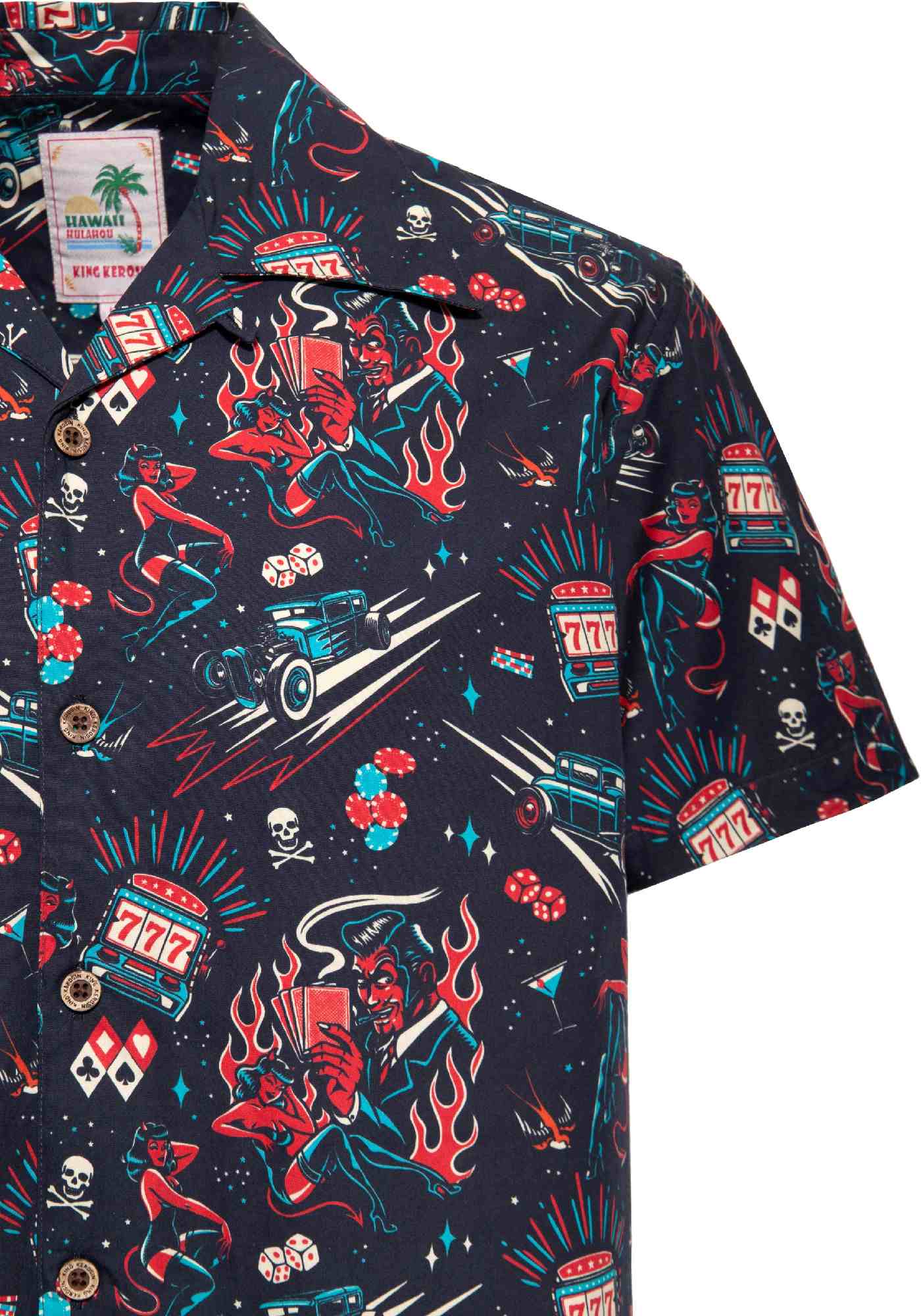 King Kerosin Rockabilly Devil Camicia a maniche corte nero/multicolore L Figura 4