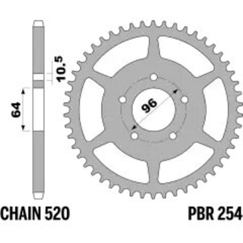 PBR Rear Sprocket Steel Standard - 520 Figure 1