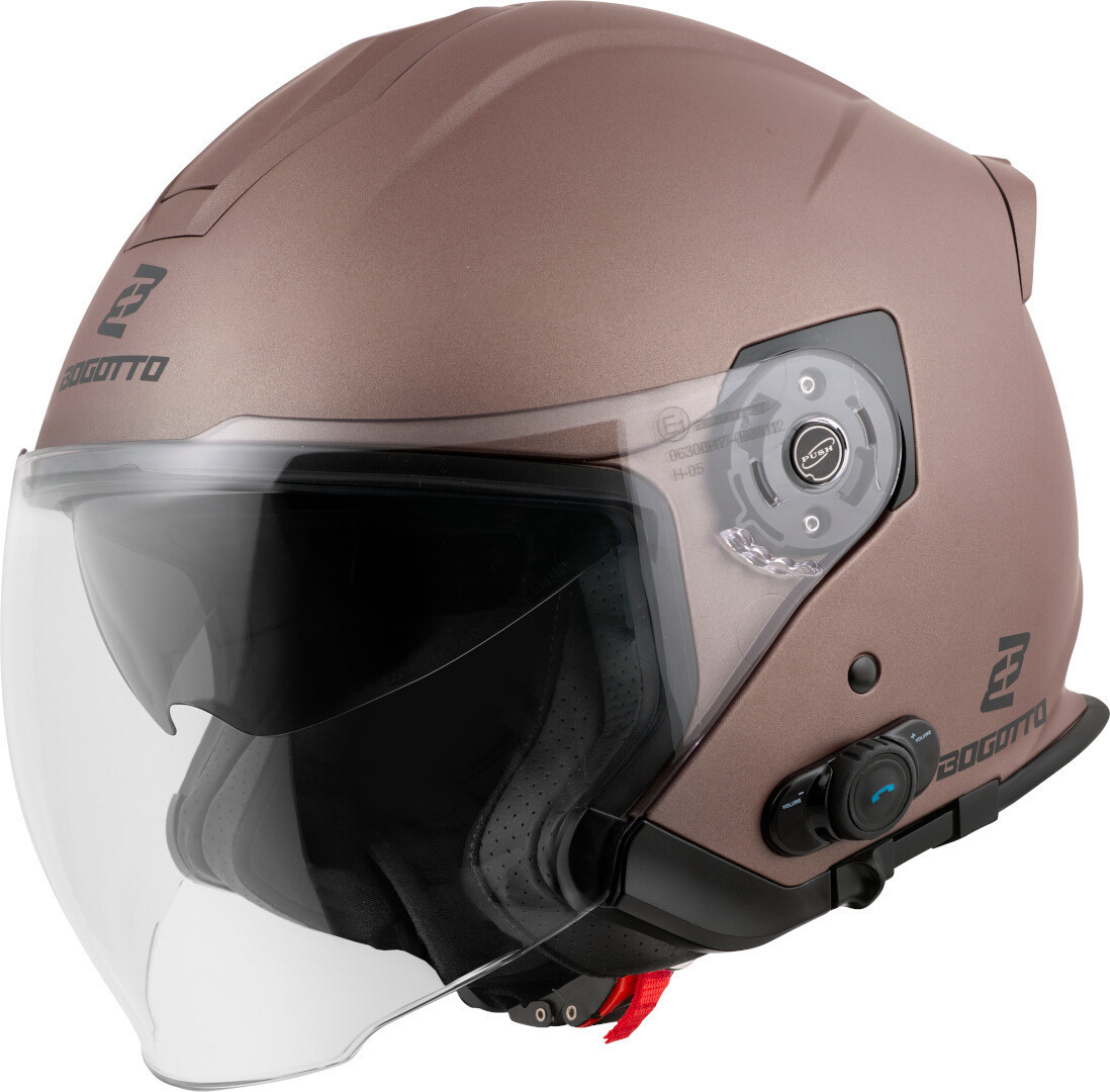 Bogotto H586 BT Solid Bluetooth Jet hjelm Brun Matt M Figur 1
