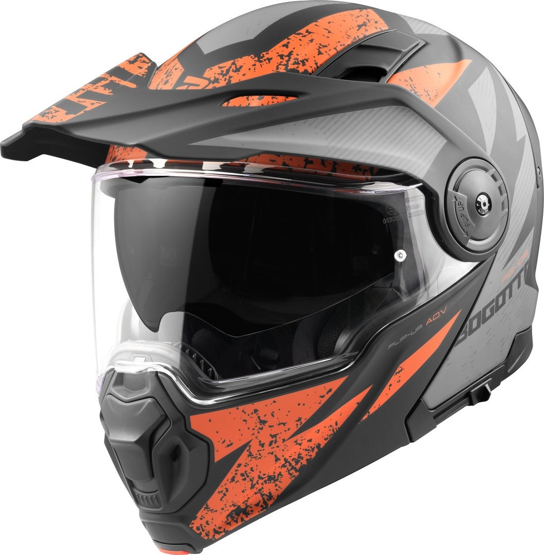 Bogotto FG-102 Safari Casque rabattable en fibre de verre Enduro noir mat/gris/orange XL Figure 1