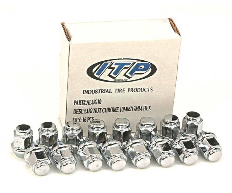 ITP Kit de porca de roda cônica cromado 10x1.25 - Caixa de 16 Figura 1
