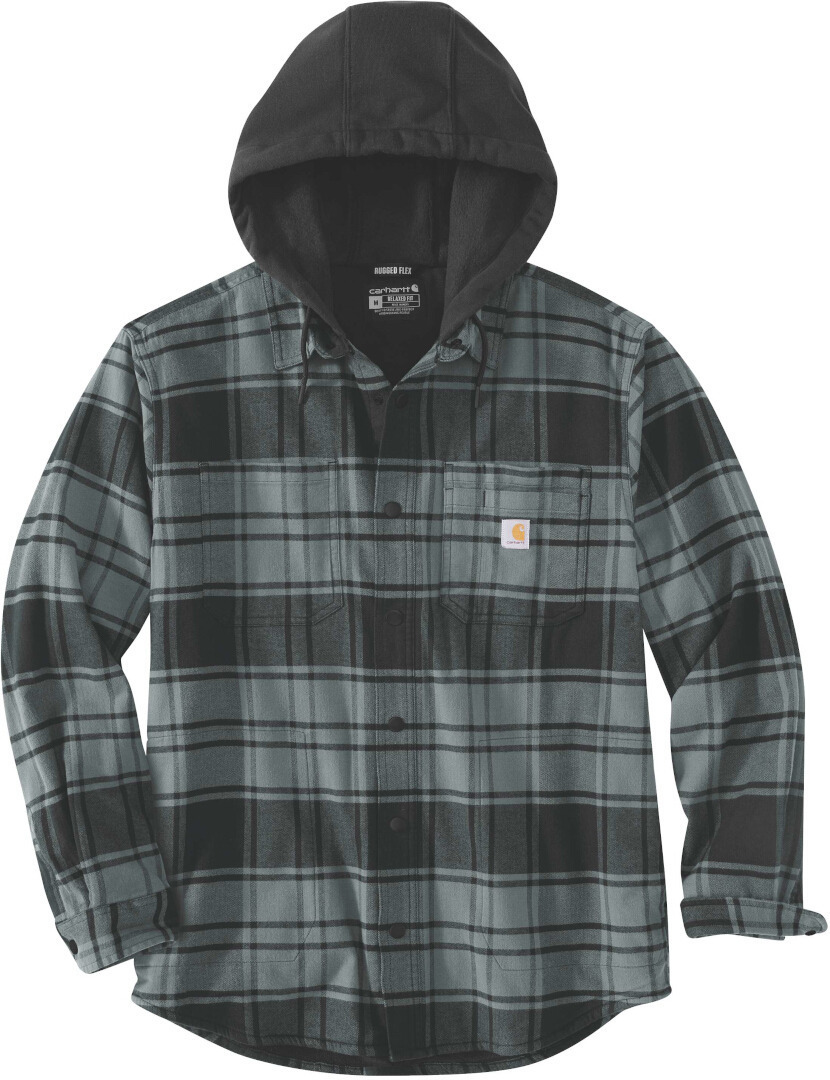 Carhartt Flannel Fleece Lined Hooded Skjorta mörkgrå L Figur 1