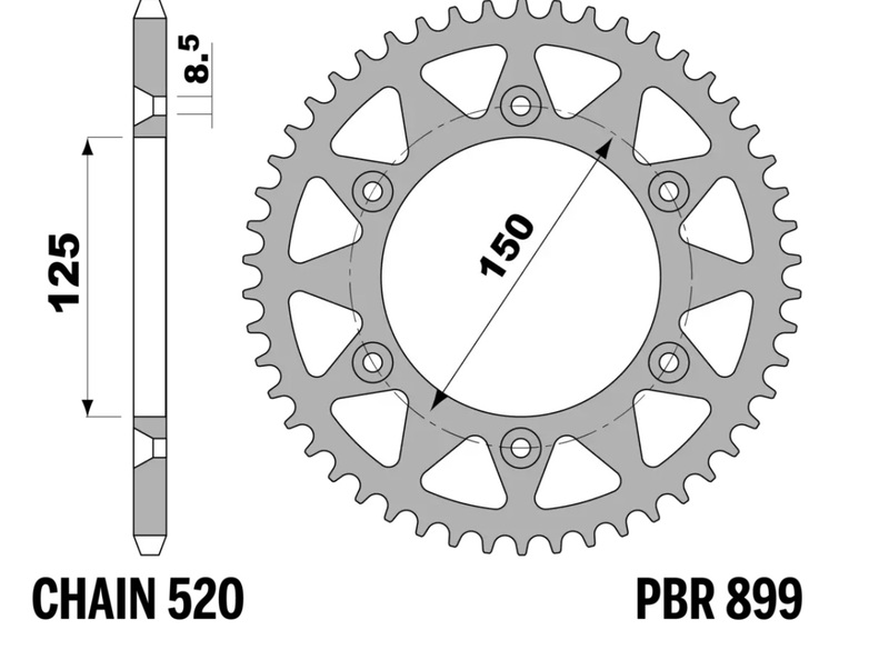PBR Pinionul spate Oțel Standard - 520 Figura 1