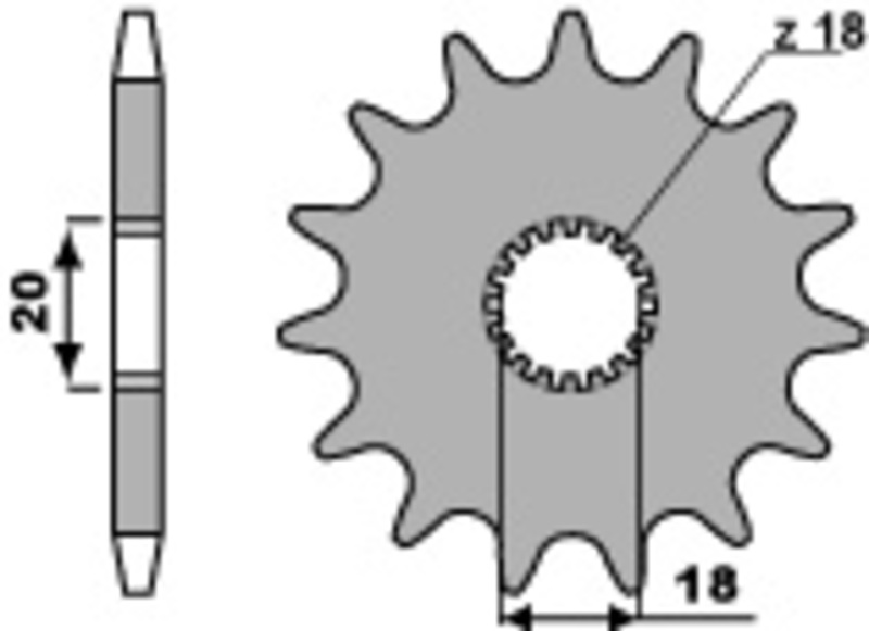 PBR Pinionul standard din oțel față 426 - 428 Figura 1