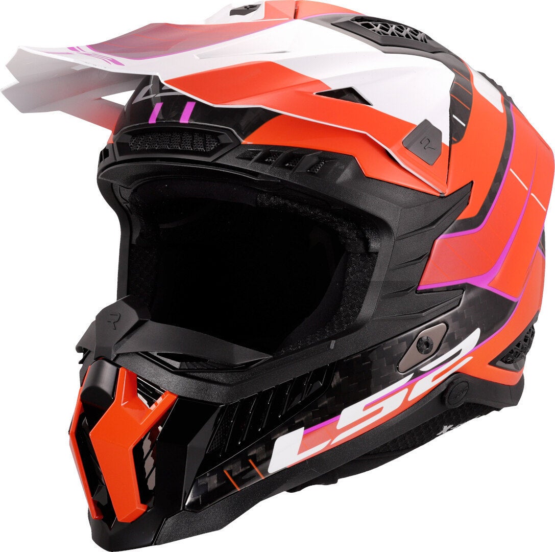 LS2 MX703 X-Force Galuo Carbon Motorcross Helm wit/oranje S (55/56) Figuur 1