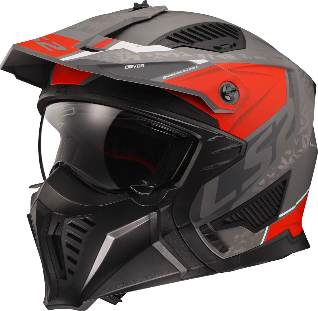 LS2 OF606 Drifter Devor Casco da trial Grigio opaco/rosso S (55/56) Figura 1