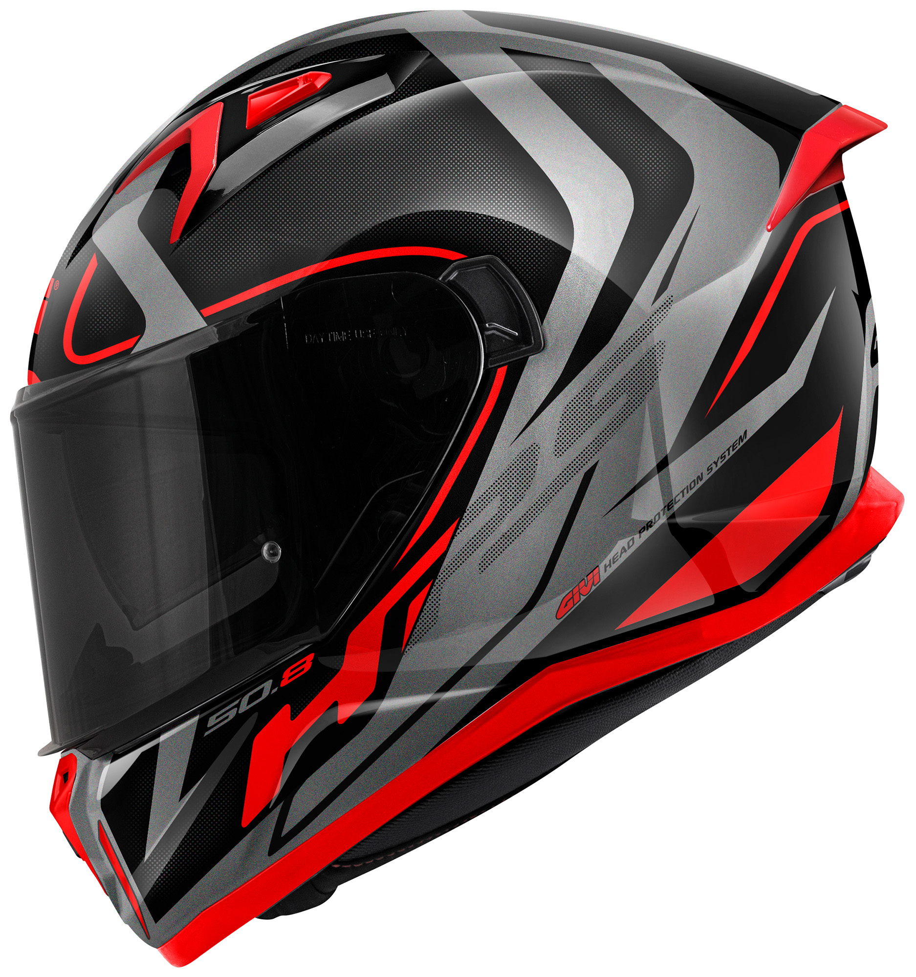 GIVI 50.8 Brave Hjälm Svart matt/titan/rött M Figur 2