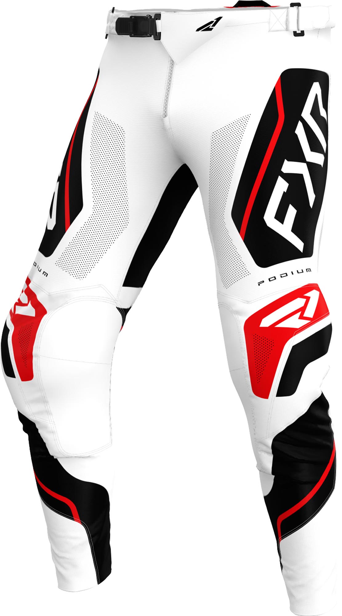 FXR Podium Relay Motocross Hose weiß/schwarz/rot 32 Abbildung 1