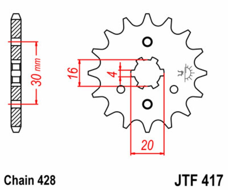 JT SPROCKETS Standard-Stahlkettenrad 417 - 428 Abbildung 3
