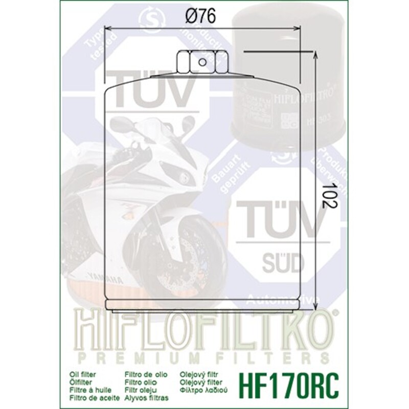 Hiflofiltro Prestandaoljefilter Krom - HF170CRC Figur 3