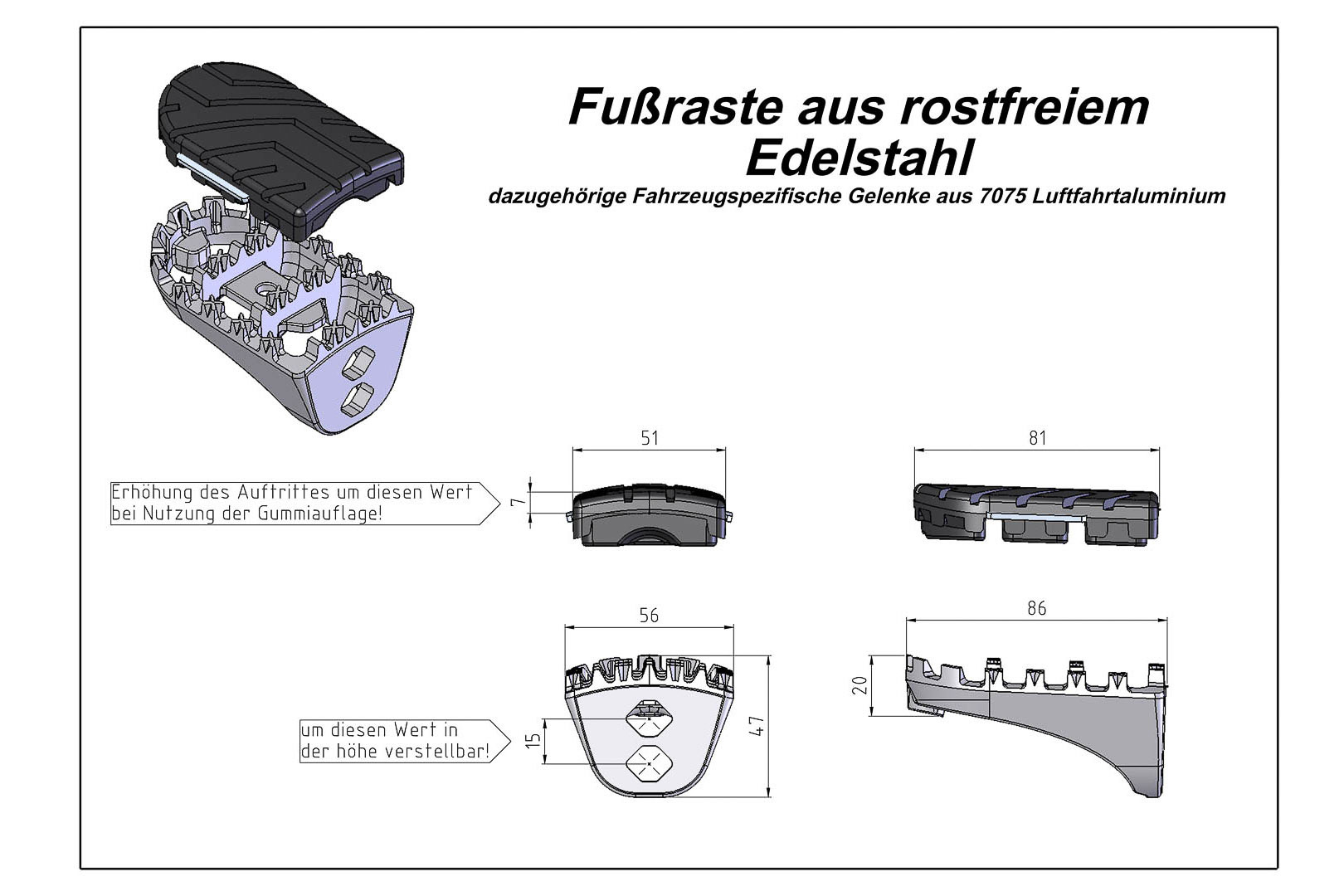 SW-Motech ION fotstödssats - Honda XRV650/750 (87-03) XL600V (87-99) CRF1000L. Figur 1