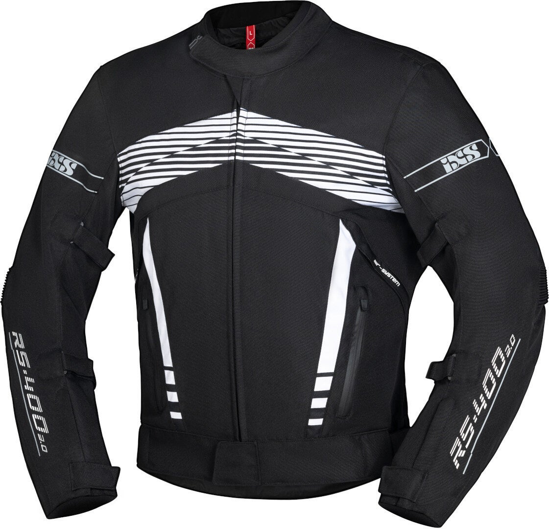 IXS RS-400-ST 3.0 Waterproof Motorcycle Textile Jacket black/white XL Figure 1