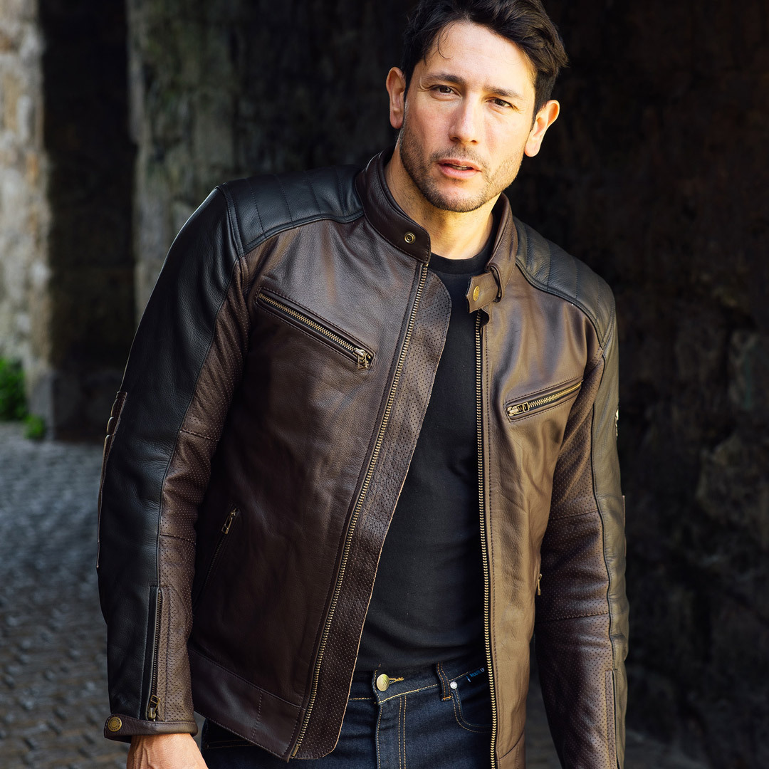 Merlin Chase II D3O Motorcycle Leather Jacket black/brown 44 Figure 8