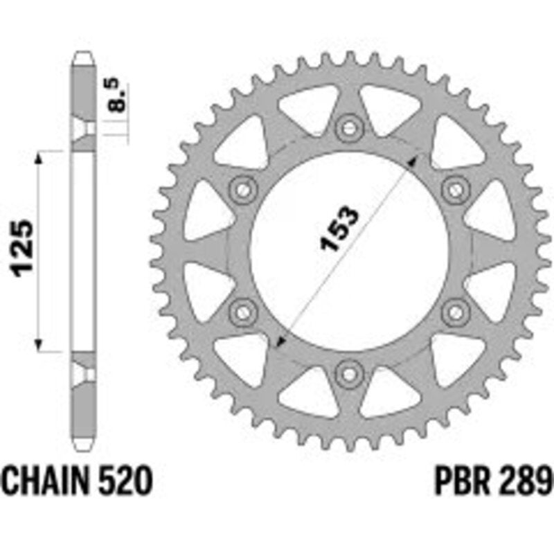 PBR Rear Sprocket Alu Standard - 520 Figure 1