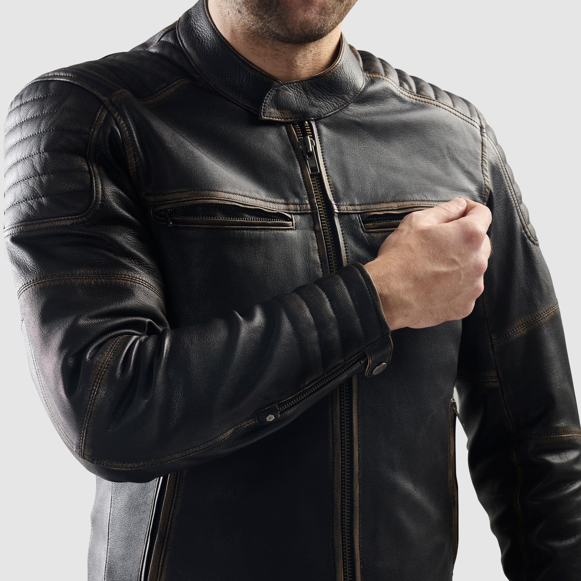 Side view of Rebelhorn Hunter 2 Motorcycle Leather Jacket