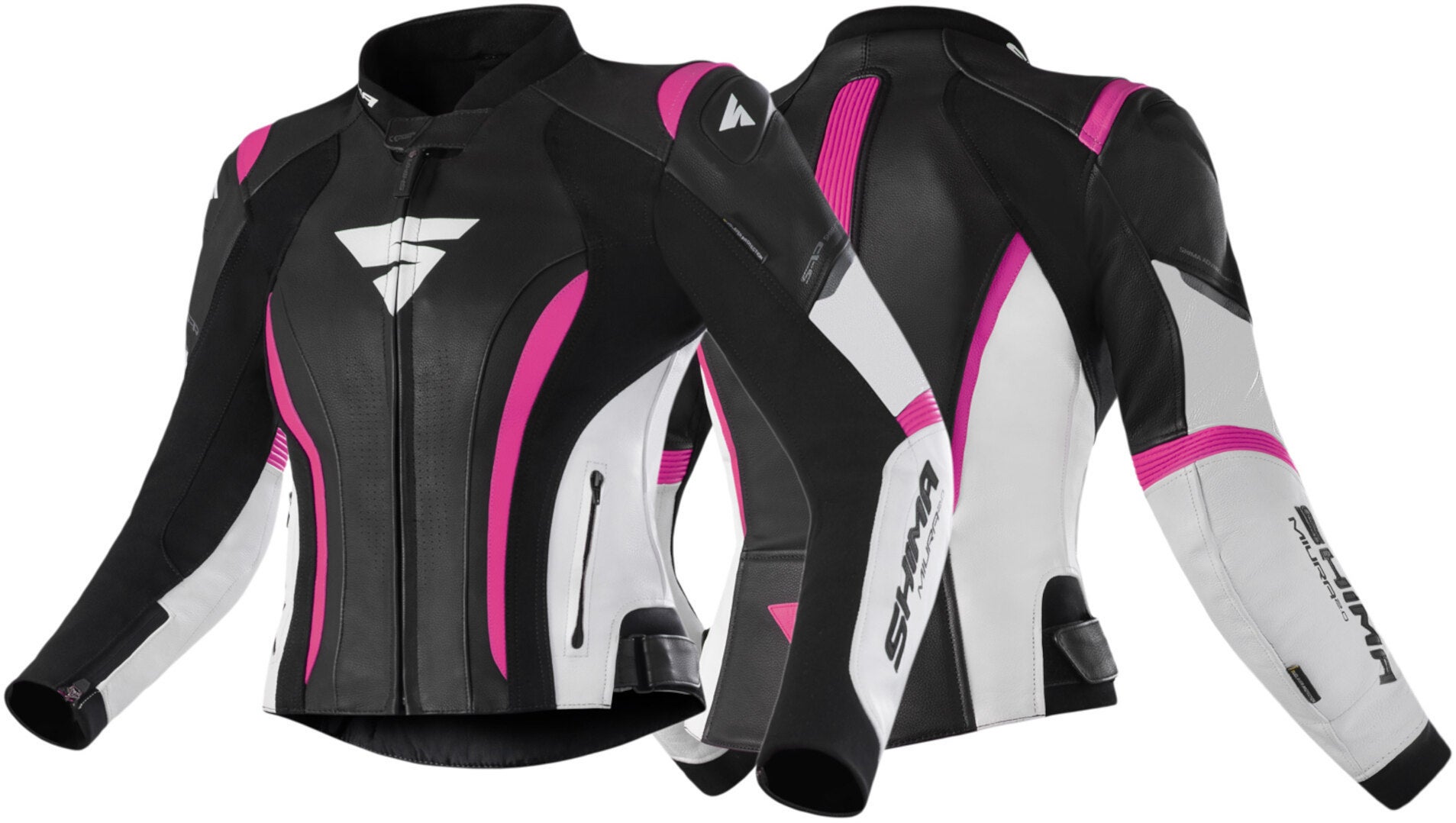 SHIMA Miura 2.0 Ladies Motorcycle Leather Jacket black/white/pink 40 Figure 3