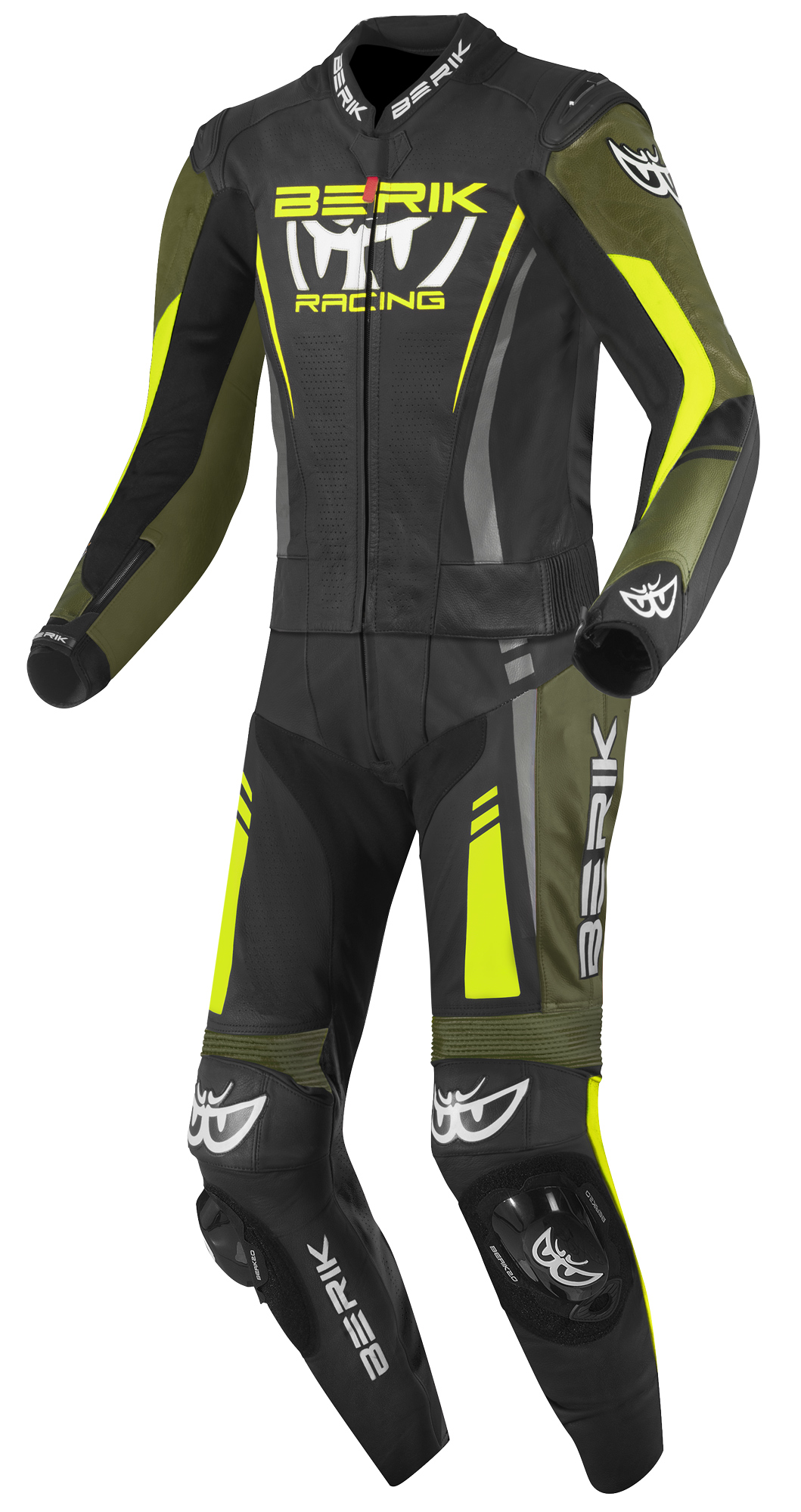 Berik Absolute GP2 Costum de piele de motocicletă în două piese Negru/Verde/Galben-Neon 54 Figura 1