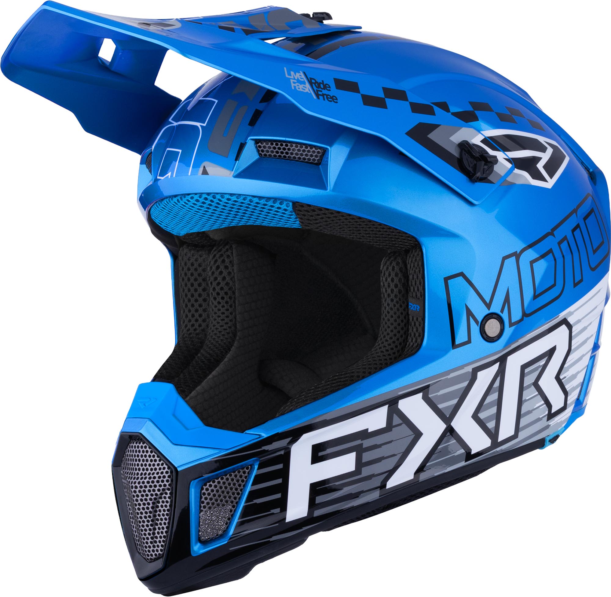 FXR Clutch Race Div Motocross Helmet blue/black/white 3XL Figure 1