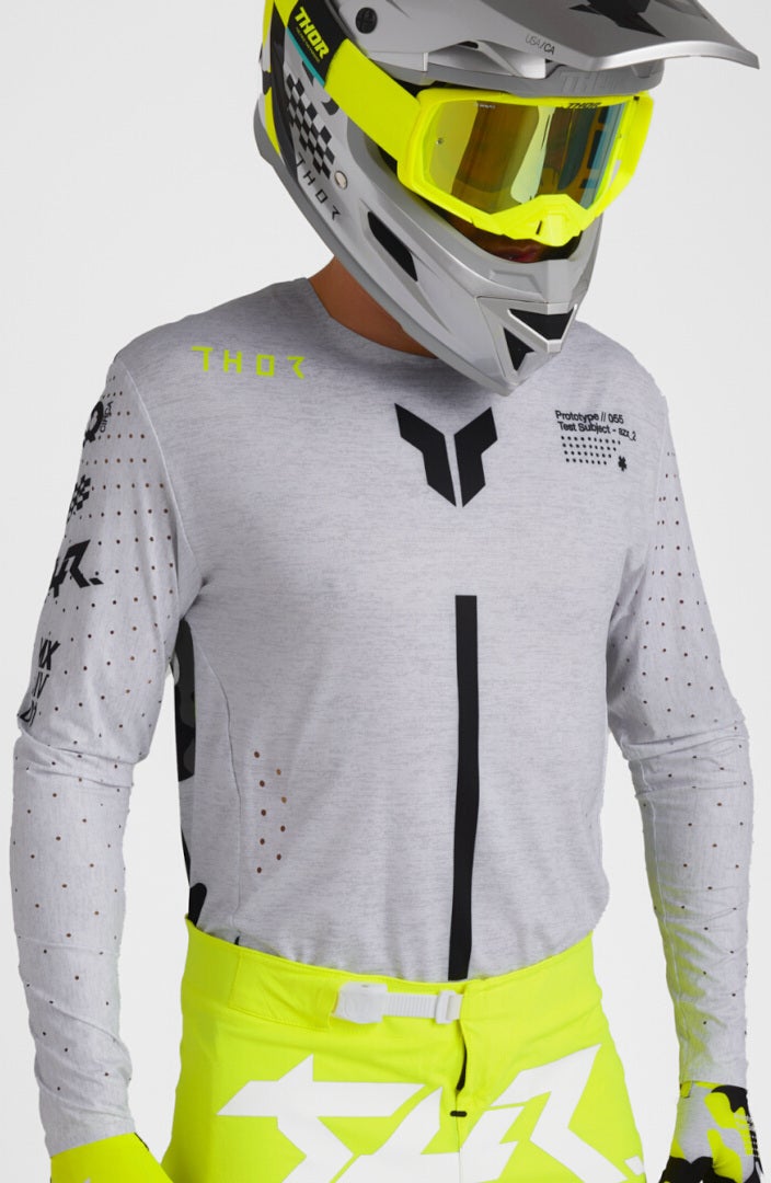 Thor Sportmode Riot Motocross trøje lysegrå/sort/neongul M Figur 9