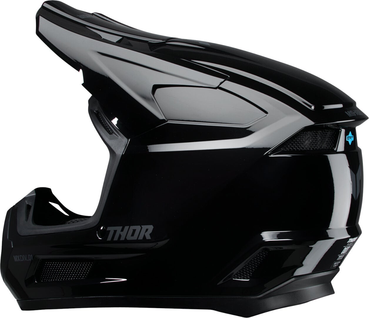 Thor Fleet Blackout Gloss Capacete de motocross infantil Y/L (52/53) Figura 3
