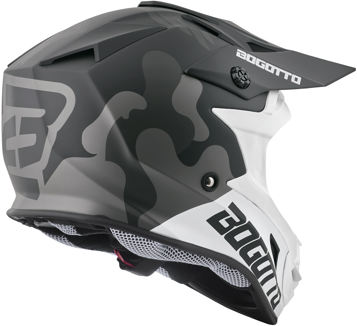 Bogotto V328 Camo Cască de motocross din fibră de sticlă alb/negru XS Figura 6