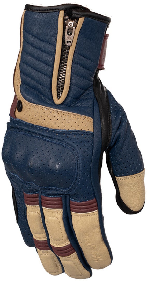 Rusty Stitches Simon Retro Motorcycle Gloves blue/beige 3XL Figure 1